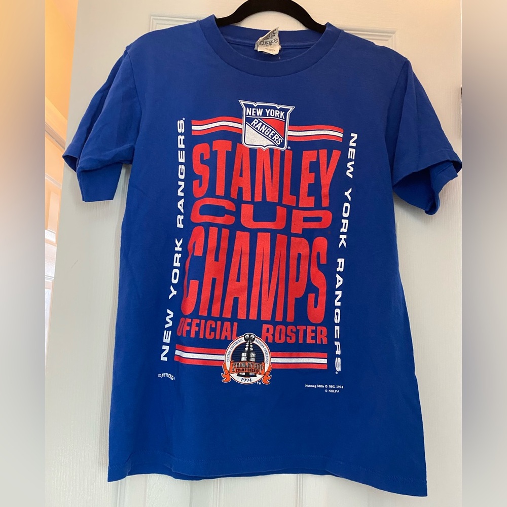 1994 New York Rangers NHL Stanley Cup Champions T-Shirt Nutmeg Mills Cotton USA